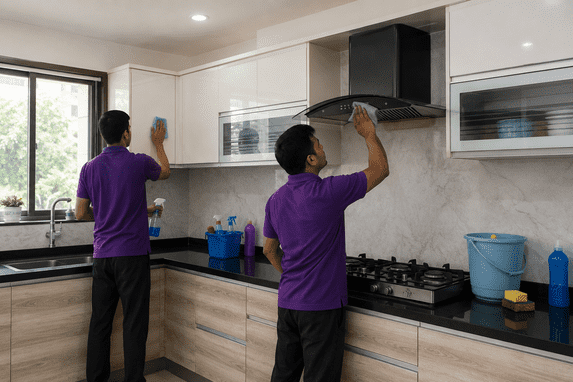 Deep Cleaning Kitchen With Chimney