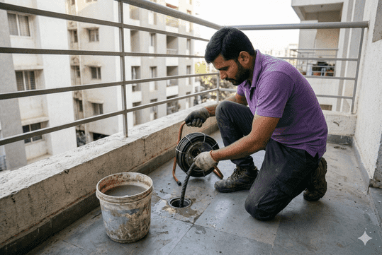 Balcony Drain Blockage Removal